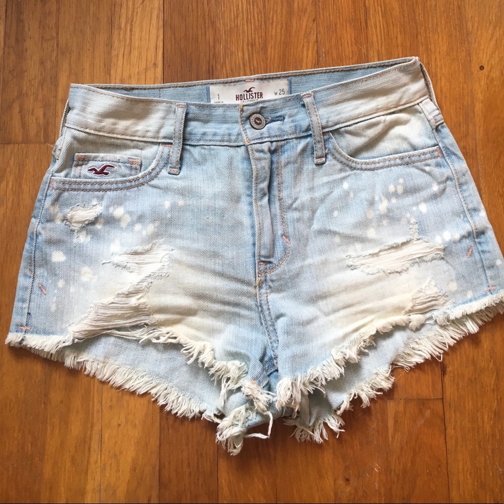 Hollister | high-rise light wash shorts